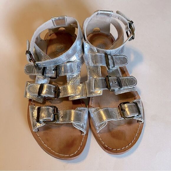 H By Hudson London Silver leather strappy buckle gladiator sandals -40/US 9 - Picture 12 of 13